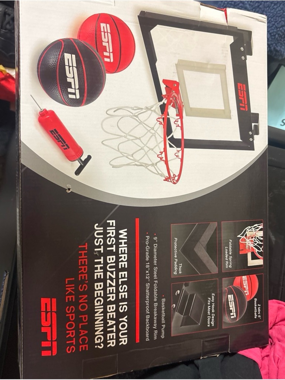 ESPN Kids Mini Basketball Hoop Set with Red and Black Balls